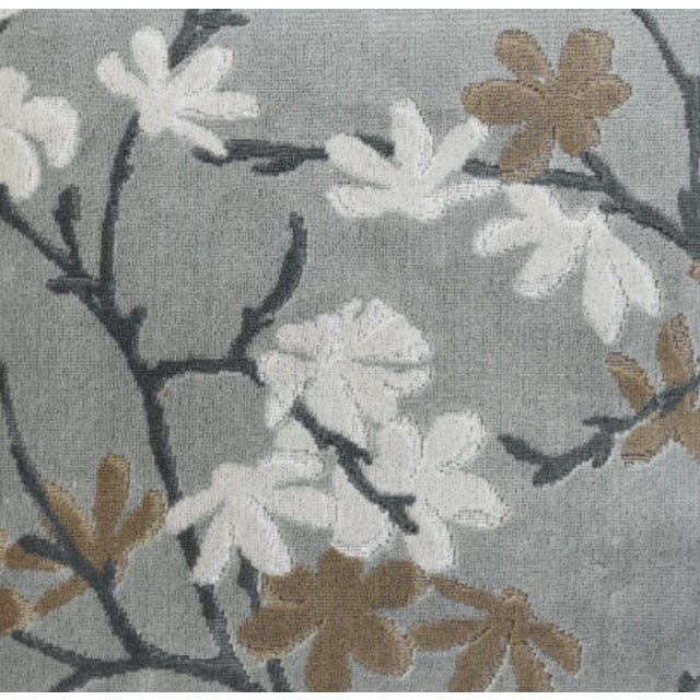French Country Donghia Floral Magnolia Blossom Velvet Feather/Down Pillow For Sale - Image 3 of 6