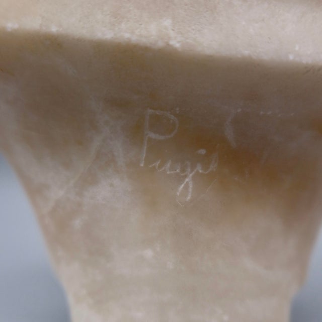 Alabaster Antique Italian Alabaster Bust, Signed Pugi — Hooded Female Figure, Late 19th / Early 20th Century For Sale - Image 8 of 9