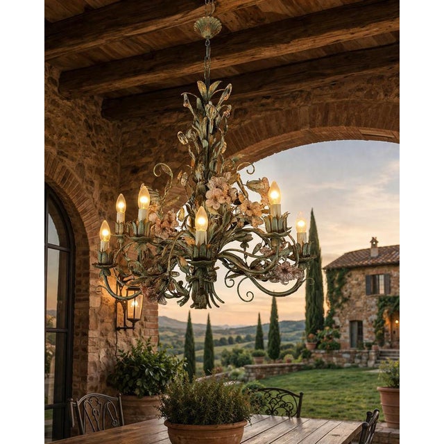 1990s Murano Glass Flowers Chandelier, 1990 For Sale - Image 5 of 15