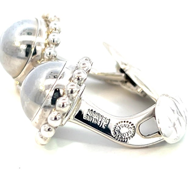 1990s Georg Jensen Estate Round Beaded Mens Cufflinks Silver, 2 Pieces For Sale - Image 10 of 12