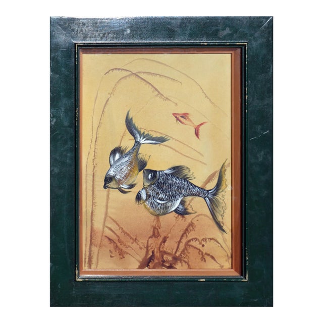 Vintage Two Blue Goldfish by Vittorio Guidotti For Sale
