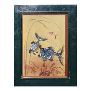 Vintage Two Blue Goldfish by Vittorio Guidotti