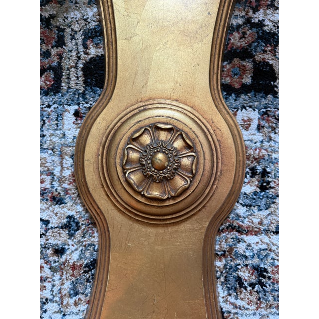 Weiman 1950s Attributed to Weiman Heritage Wood Gold Leaf & Beveled Glass Coffee Table For Sale - Image 4 of 11