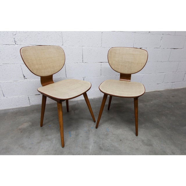 Pair of Baumann chairs, model no. 831 G1, known as the "Max Bill design" from 1960. This model has a 42x40cm seat with an...