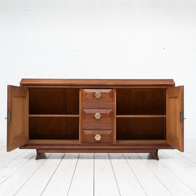 Vintage French Brutalist Oak Sideboard, 1940 For Sale - Image 4 of 12
