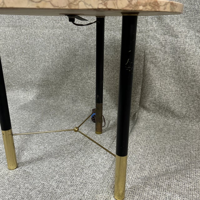 Metal Vintage Brass and Marble Table Lamp in the Manner of Harvey Probber For Sale - Image 7 of 8