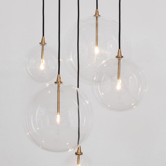 Cluster 13 Mix Brass Hanging Lamp by Schwung For Sale - Image 9 of 18