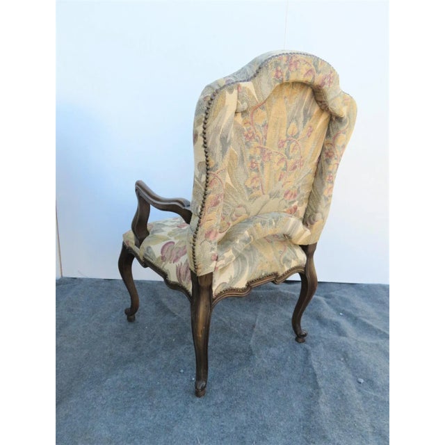 Wood Late 20th Century Louis XV Style Walnut Tapestry Arm Chairs - a Pair For Sale - Image 7 of 8