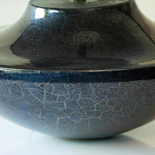 Ceramic Floor Table Lamp with Silk Lampshade attributed to R. Houben, 1970s For Sale - Image 10 of 12