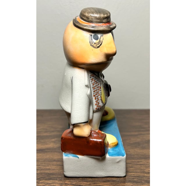 1950s Vintage 1950’s Ucagco Travel Broadens Man With Luggage Ceramic Novelty Figurine Made in Japan For Sale - Image 5 of 6