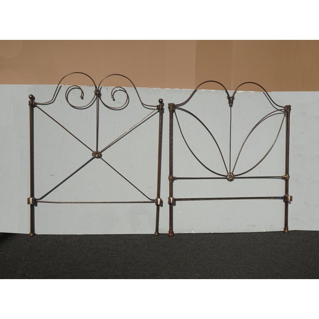 Pair of French Country Iron Twin Bed Frames Headboards & Rails ~ Match but Dont For Sale In Los Angeles - Image 6 of 17