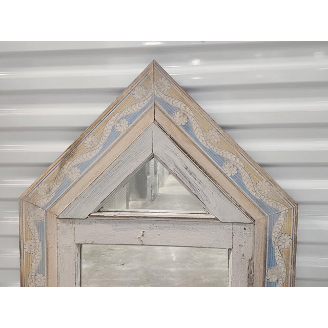 Vintage Reclaim Painted Wood Mirror With Shelf For Sale - Image 4 of 11