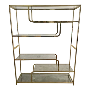 1980’s Brass and Glass Etegere. Milo Baughman Style.
