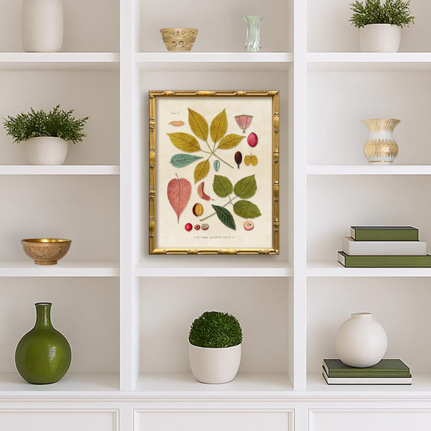 Contemporary Reproduction (Set of All 4) Vintage Botanical Leaves