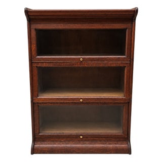 Antique Arts & Crafts Quarter-Sawn Oak 3-Stack Barrister Bookcase For Sale