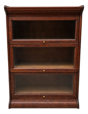 Antique Arts & Crafts Quarter-Sawn Oak 3-Stack Barrister Bookcase