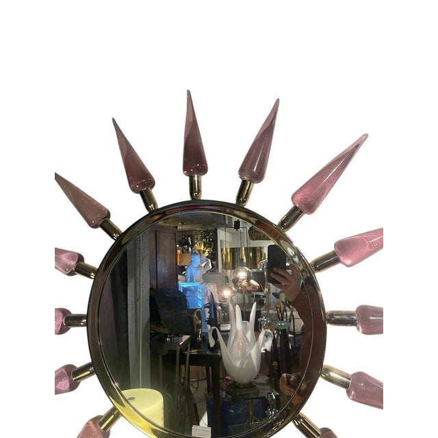 Mid-Century Modern Murano Glass Mirror attributed to Gino Cenedese, 1980s For Sale - Image 3 of 11