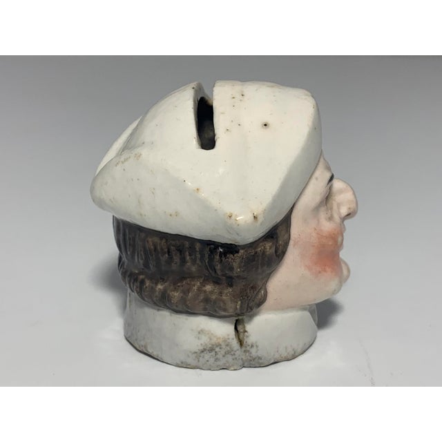 Staffordshire Antique Staffordshire Head Penny Bank: 19th Century Porcelain Coin Bank For Sale - Image 4 of 10