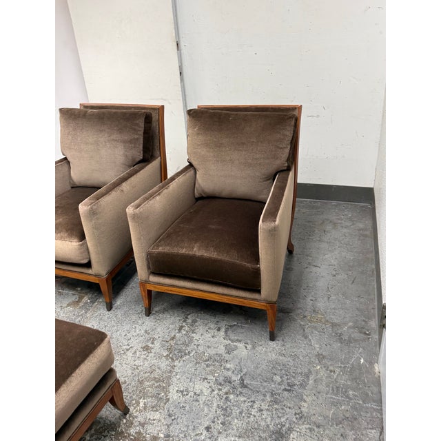 Brown William Switzer Lucien Rollin Collection Chaise Apollon Armchairs + Ottoman, Set For Sale - Image 8 of 12