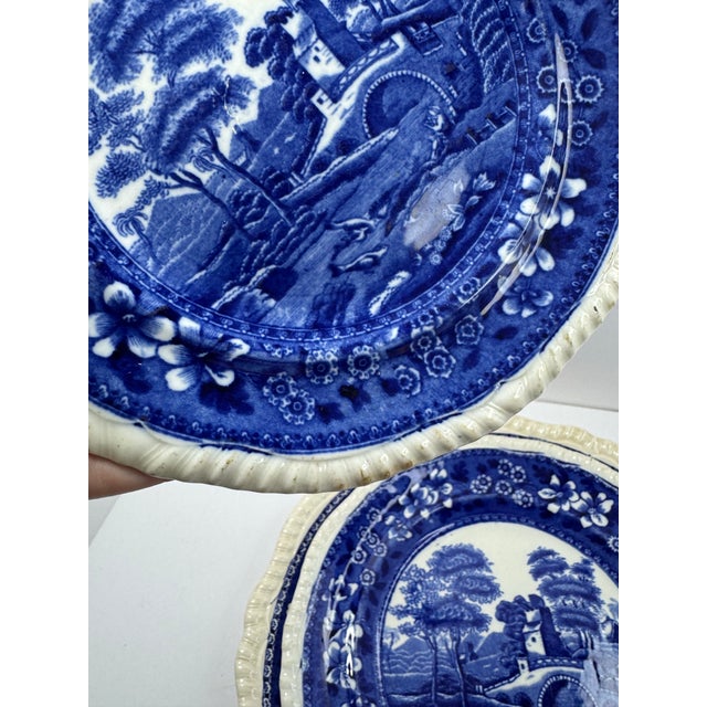Farmhouse Antique Copeland Spode's "Tower" Blue & White Transferware Plates - Set of 3 For Sale - Image 3 of 12
