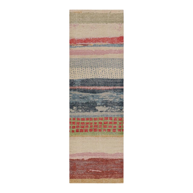 Rug & Kilim’s Modern Abstract Art Runner Rug in Polychromatic Tones For Sale