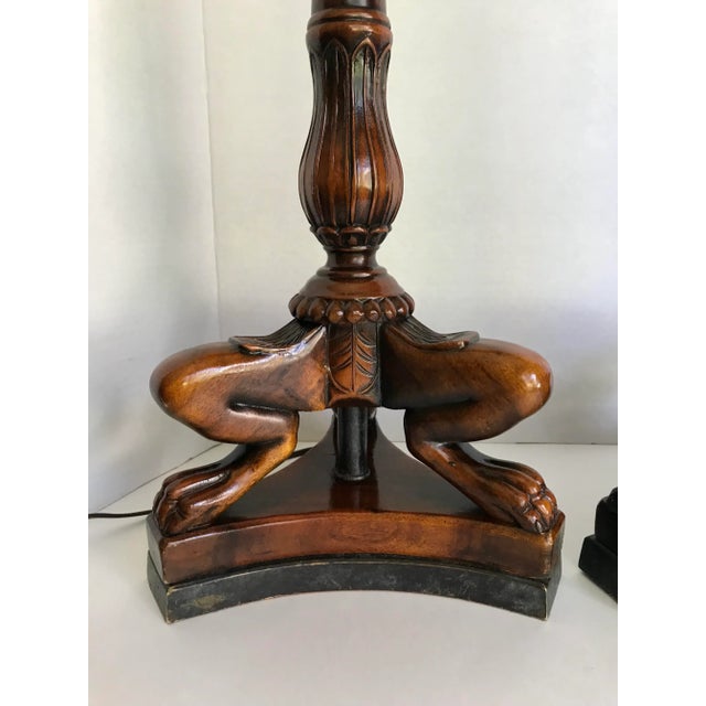 Mid 19th Century Carved Animalia Claw Lamps With Bronze Details - a Pair For Sale - Image 4 of 11