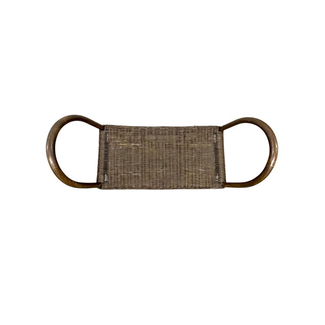 Vintage Woven Rattan & Bamboo Stool With Sculptural Loop Base For Sale - Image 9 of 18