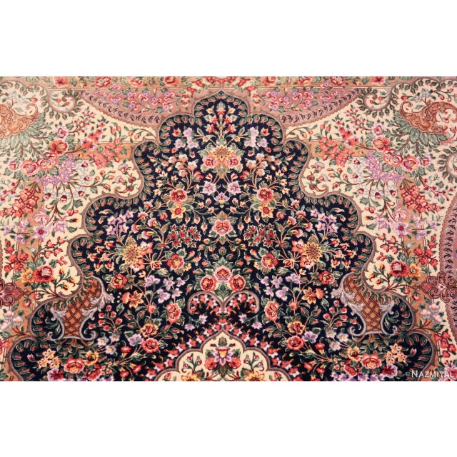 Persian Nazmiyal Collection Vintage Floral Persian Silk Qum Rug For Sale - Image 3 of 7