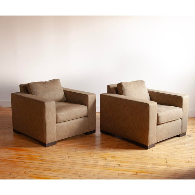 Mid-Century Modern 1990s Pair of Upholstered Club Chairs in the Style of Jean Michel Frank For Sale - Image 3 of 9