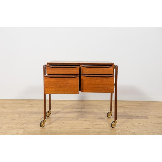 Mid-Century Modern Teak Serving Trolley on Castors, Denmark, 1960s For Sale - Image 9 of 18