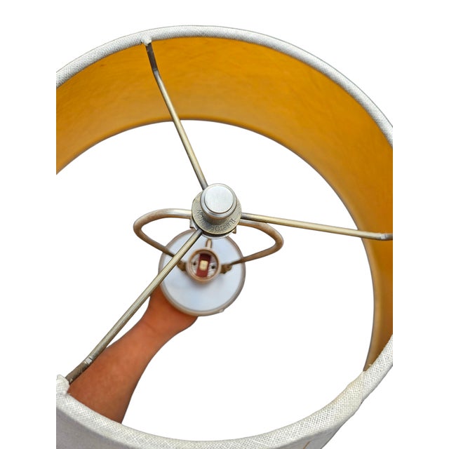 Metal Restoration Hardware Table Lamp Nickeled Corinthian Column Shade For Sale - Image 7 of 8