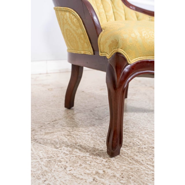 Pair of Walnut Victorian Style Tufted Parlor Chairs For Sale - Image 13 of 16
