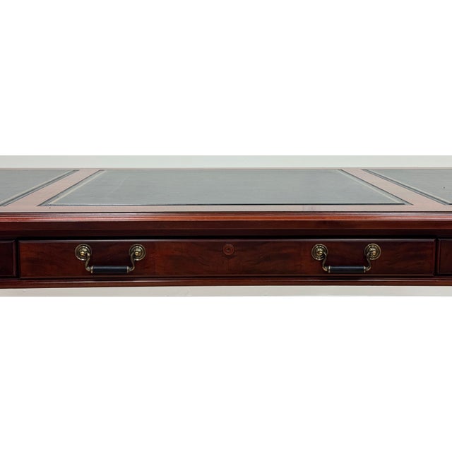 Kimball Vintage Kimball Leather Top Solid Wood Executive Desk For Sale - Image 4 of 18