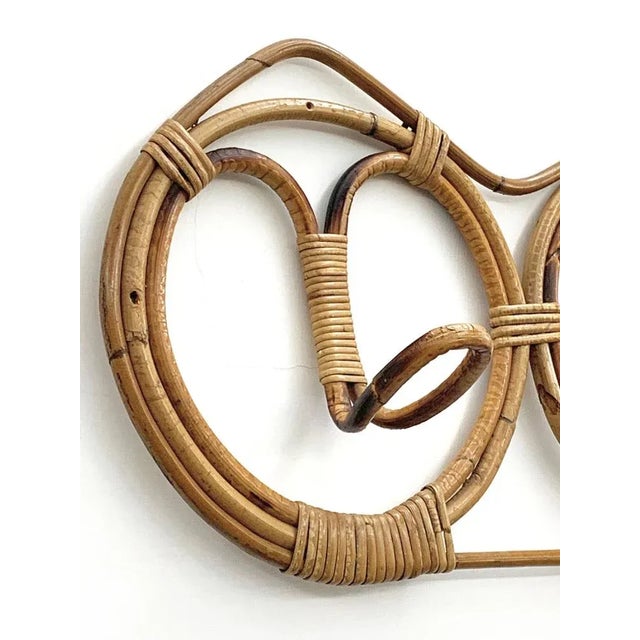 Mid-Century Italian Rattan & Bamboo Coat Hook, 1960s For Sale - Image 4 of 12
