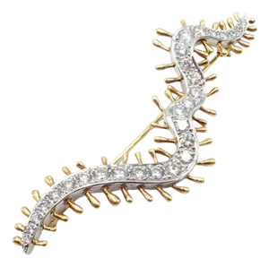 Vintage Tiffany & Co. Diamond Centipede Platinum Yellow Gold Pin Brooch