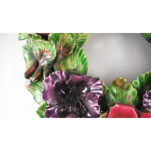 Art Nouveau French Large Majolica Roses Crown, circa 1890 For Sale - Image 3 of 7