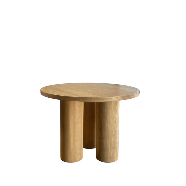 Balmain 42"w Round Small Dining Table Set With 4 White Boucle Chairs-Game Room Set For Sale - Image 4 of 7