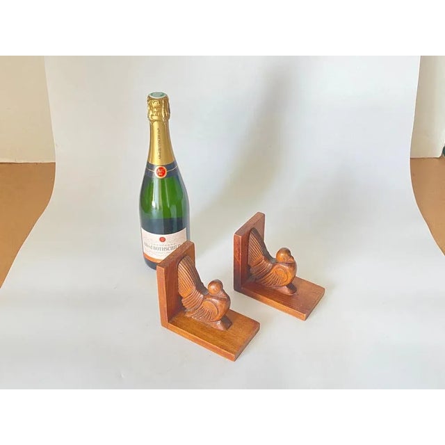 Art Deco Brown Birds Bookends in Wood, France, 1940s, Set of 2 For Sale - Image 10 of 11