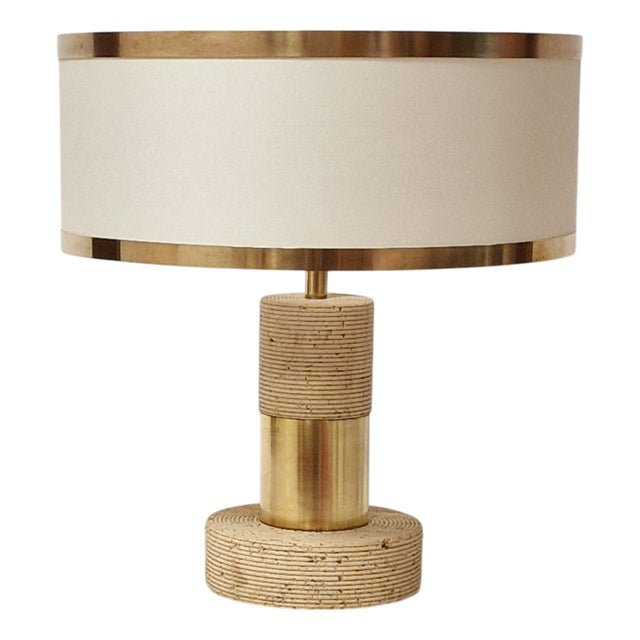 Vintage Italian Table Lamp in Travertine, 1970s For Sale