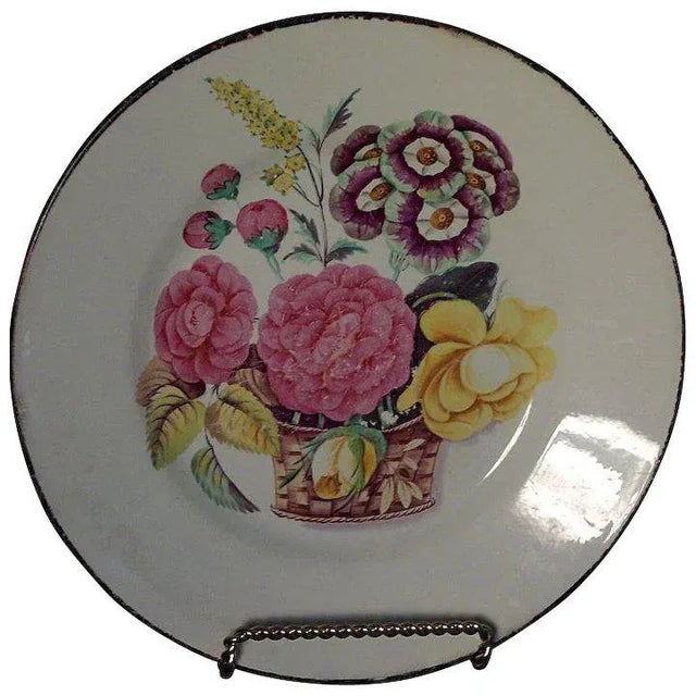 Ceramic 1810 Don Pottery Creamware Botanical Pearlware Basket of Flowers Plate For Sale - Image 7 of 7