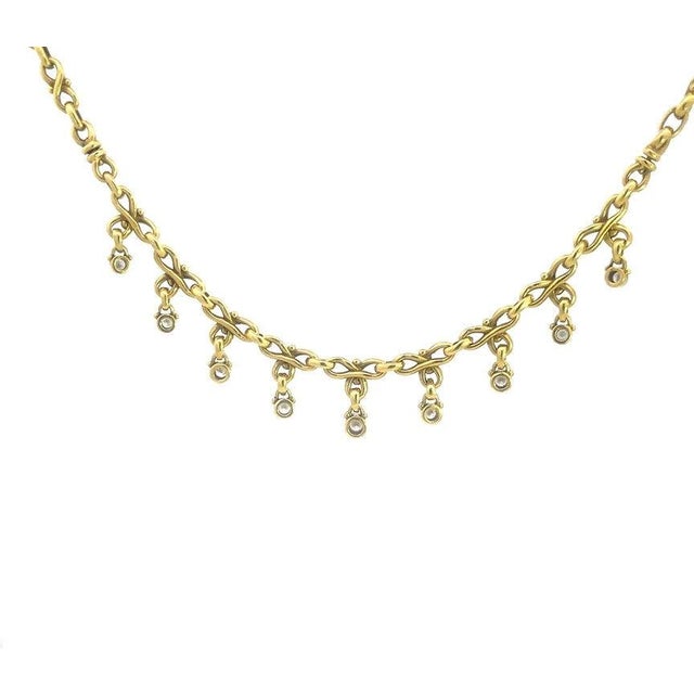 Late 20th Century Judith Ripka Diamond Gold Necklace 18k Yellow Dangle Charms S Link Chain For Sale - Image 5 of 8