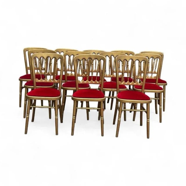 Louis Style Upholstered Gilt Wood Dining Chairs, Set of 12 For Sale - Image 13 of 13