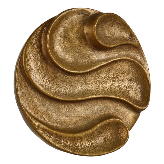 Round Push and Pull Door Handle in Bronze with Curvaceous Relief, 1970s For Sale