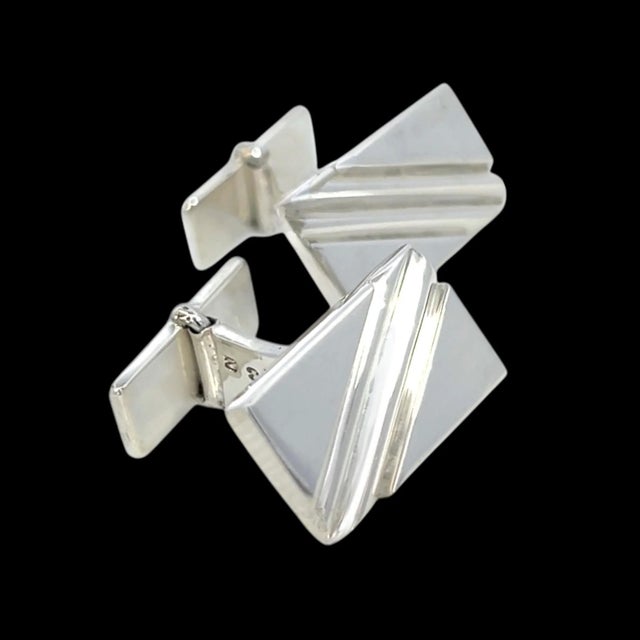 Metal 1990s Pair of Georg Jensen Estate Sterling Silver Cufflinks 17.20 Grams For Sale - Image 7 of 9