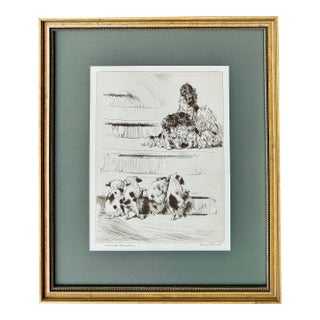 Diana Thorne "Social Climbers" Signed Dog Etching, Framed, Circa 1935 For Sale
