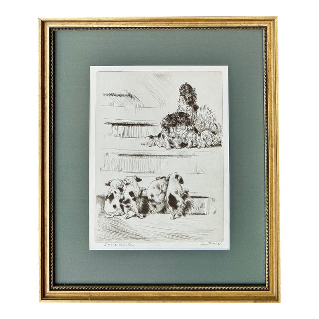Diana Thorne "Social Climbers" Signed Dog Etching, Framed, Circa 1935 For Sale
