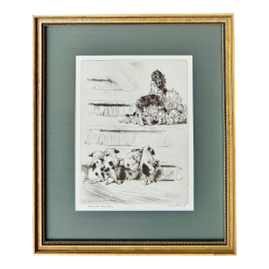 Diana Thorne "Social Climbers" Signed Dog Etching, Framed, Circa 1935