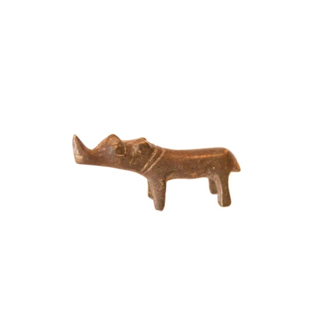 Metal Vintage African Mini Copper Rhino For Sale - Image 7 of 7