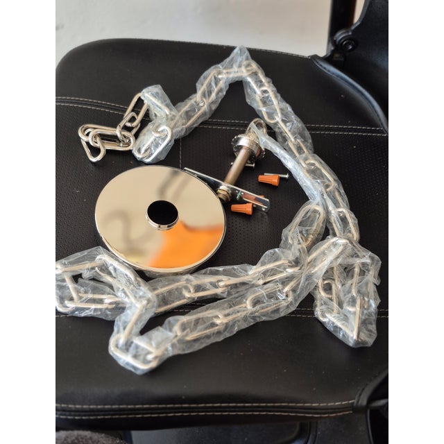 2010s Vintage New Shiny Gold Brass Chandelier Medallion, 6 Foot Chain and Anchor Set For Sale - Image 5 of 13