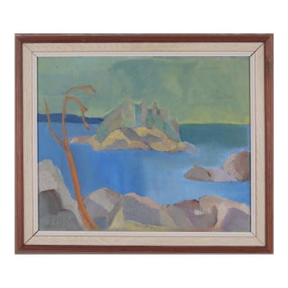 Swedish Oil Painting of a Coastal Landscape by Curt Agge (B. 1929) For Sale